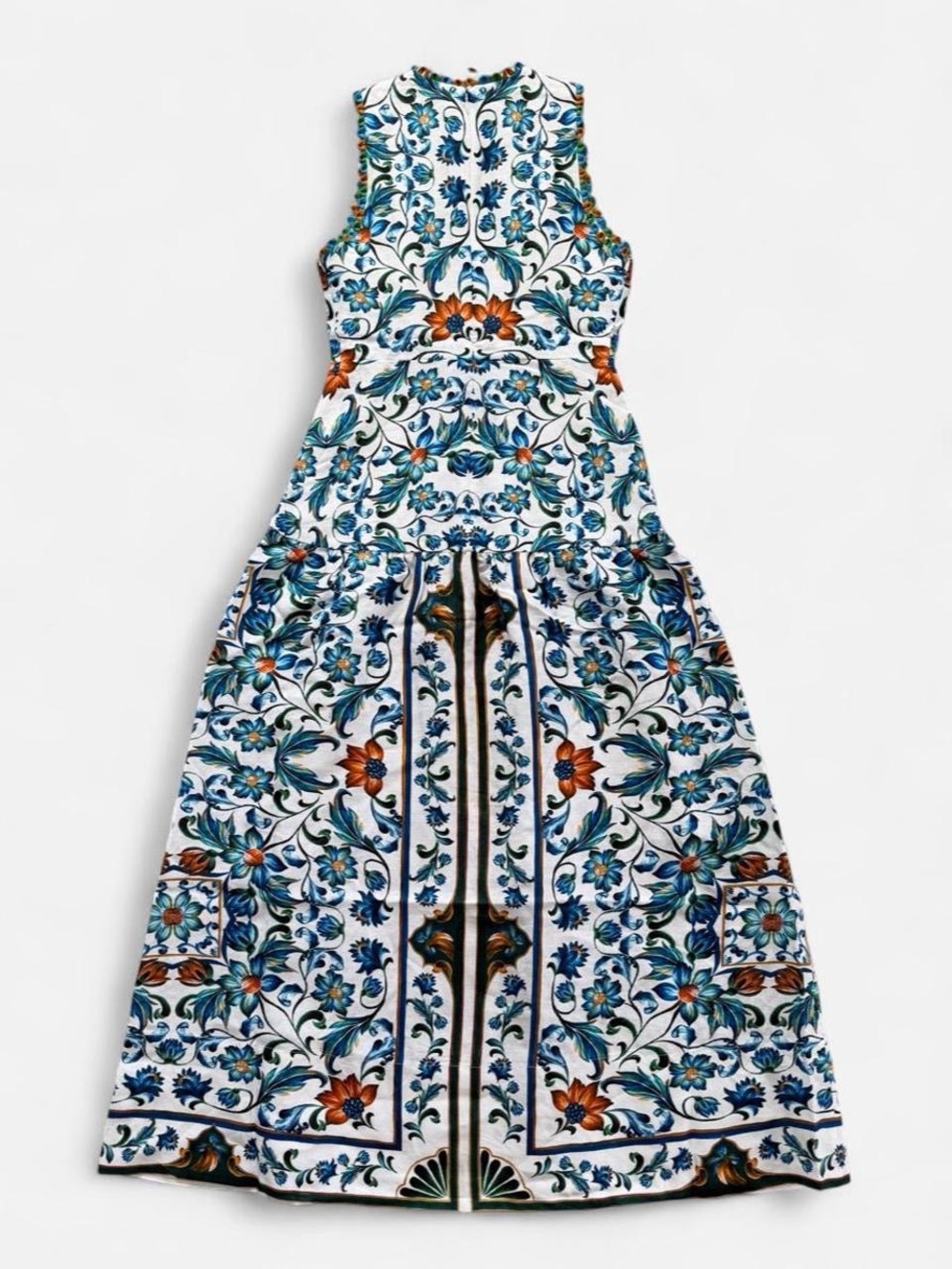 NWT FARM RIO Off-White Flora Tile Scallop Maxi Dress - Picture 5 of 13